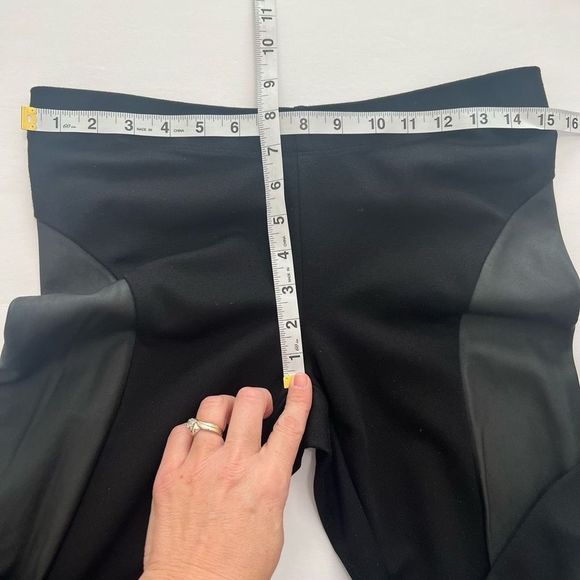 Trina Turk Black Gray Colorblock Mid Rise Leather‎ Side Panel Leggings Size 4 - Picture 9 of 13